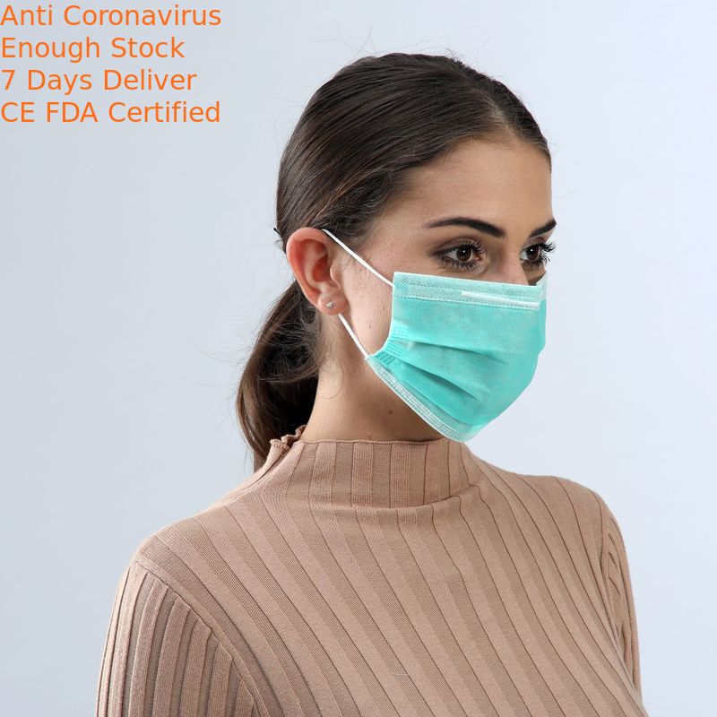 Safe Breathable Disposable Medical Face Mask Green Color For Nail Salons