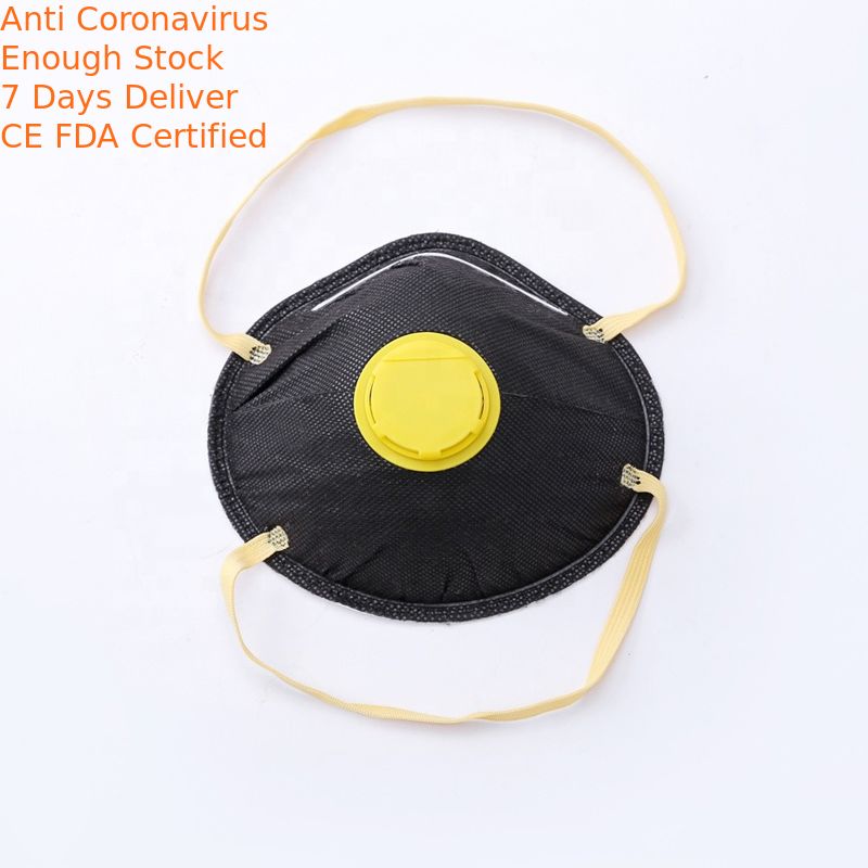 Multi Layers Soft Valve Dust Mask , Dust Face Mask Black Color With Elastic Band
